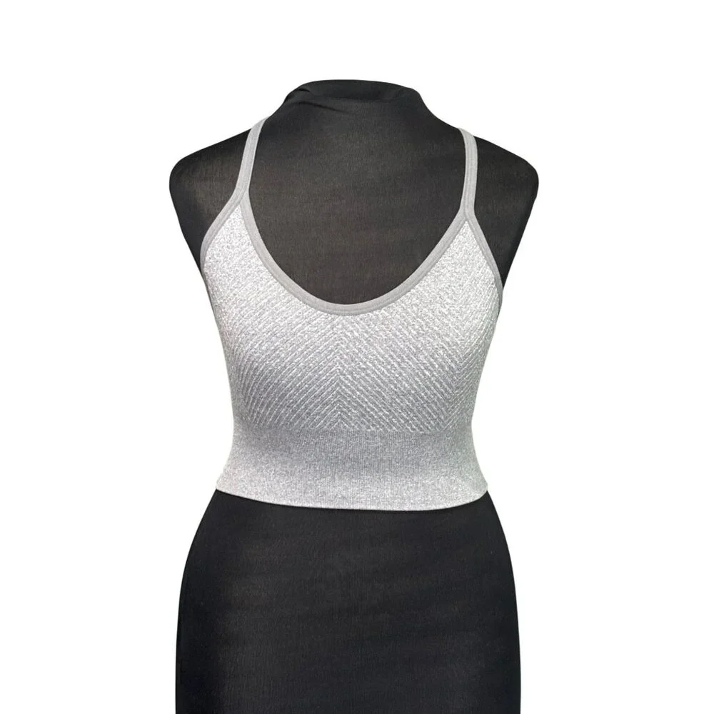 Seamless Gray Racerback Sports Bra Adjustable Straps M  Activewear Or Casual Use